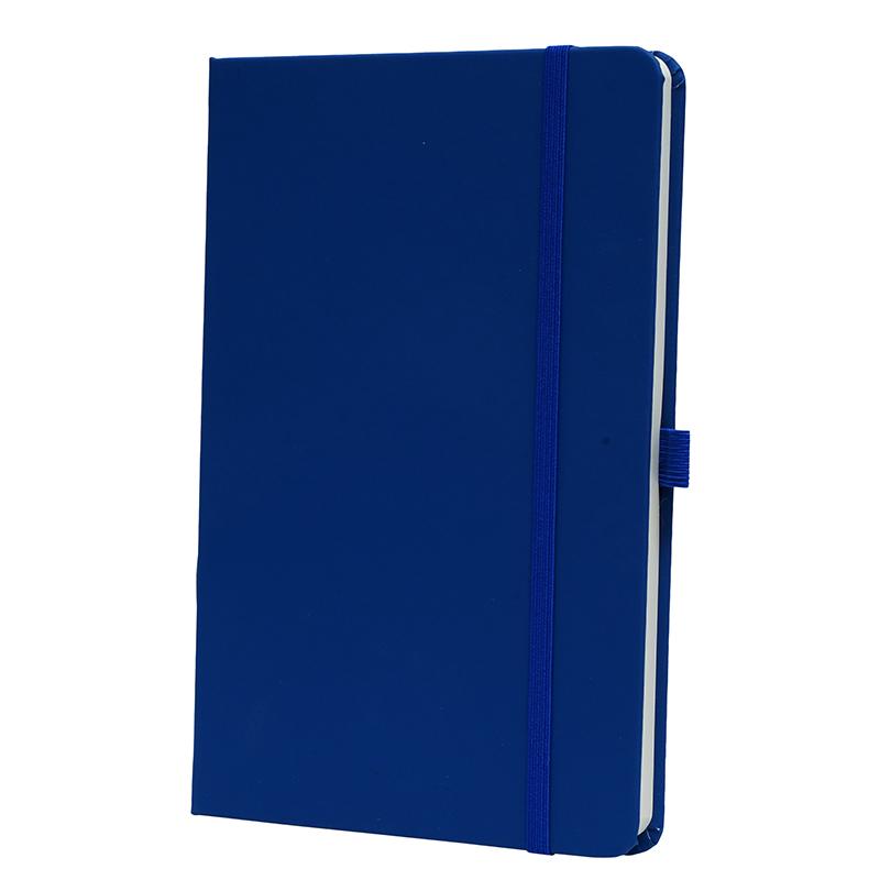 Blue - Pu Leather Note Book With Elastic Band & Pen Holder With Logo